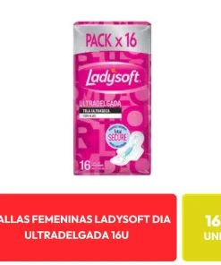 Ladysoft Toallas Femeninas Día Ultradelgadas con Alas 16 Unidades
