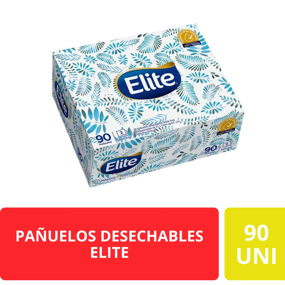 Pañuelos Desechables Elite Doble Hoja Caja 90 Unidades