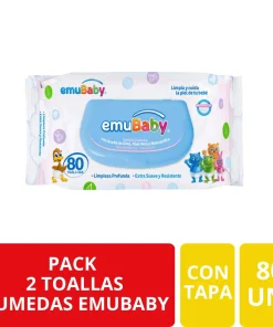 PACK*2 TOALLAS HUMEDAS EMUBABY 80U C/TAPA