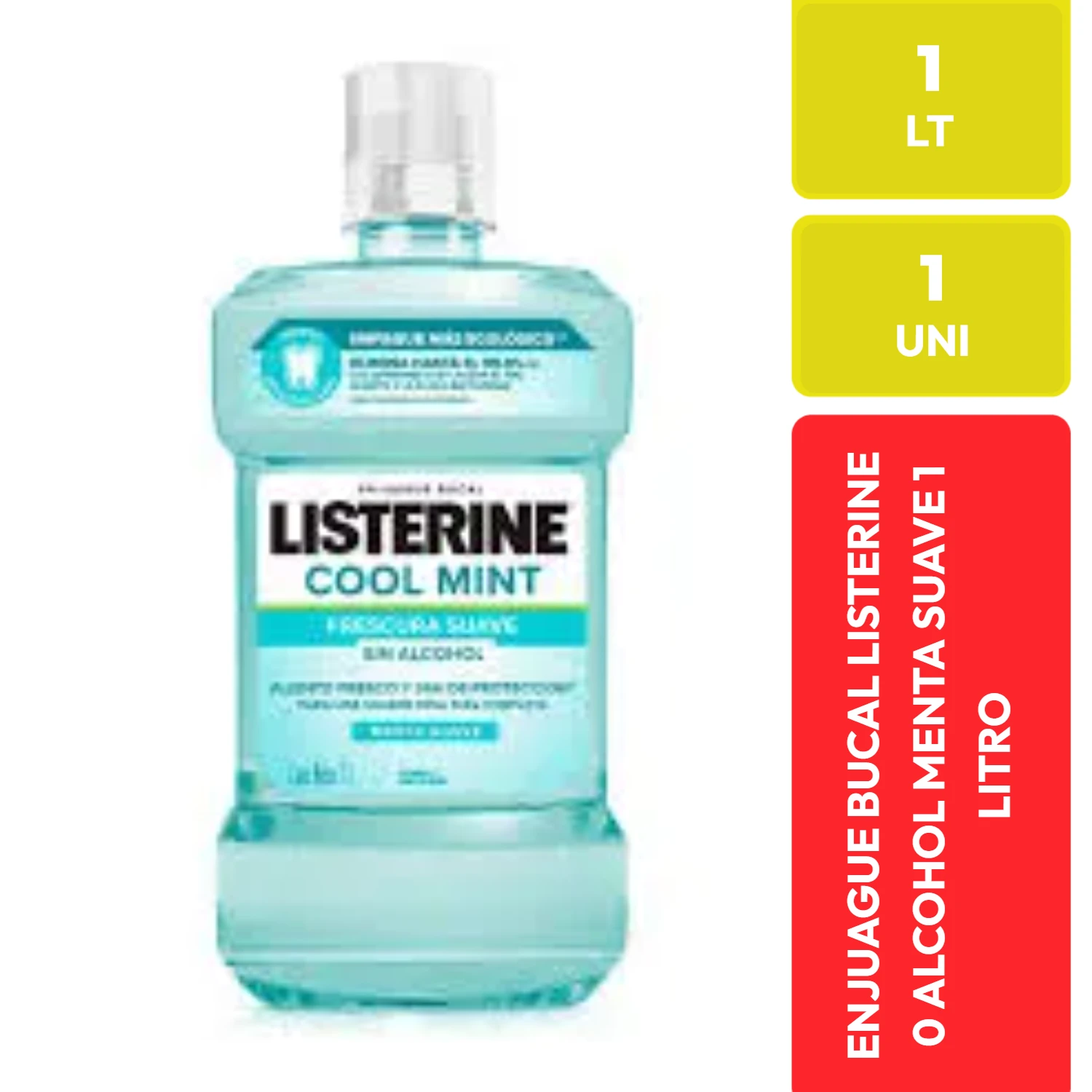 Listerine Enjuague Bucal Cool Mint Frescura Suave Sin Alcohol 1 Litro