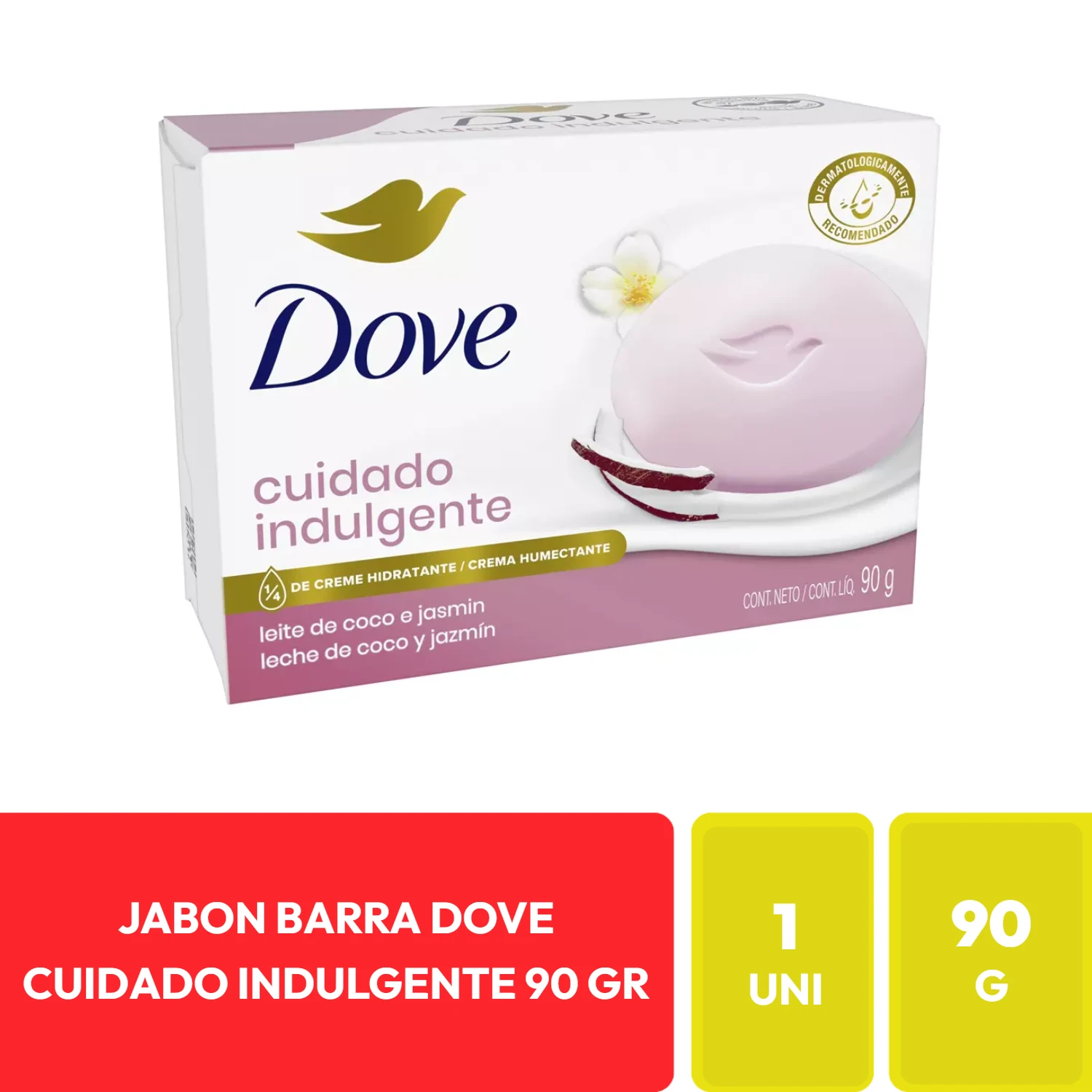 Dove Jabón en Barra Cuidado Indulgente Leche de Coco y Jazmín 90 g