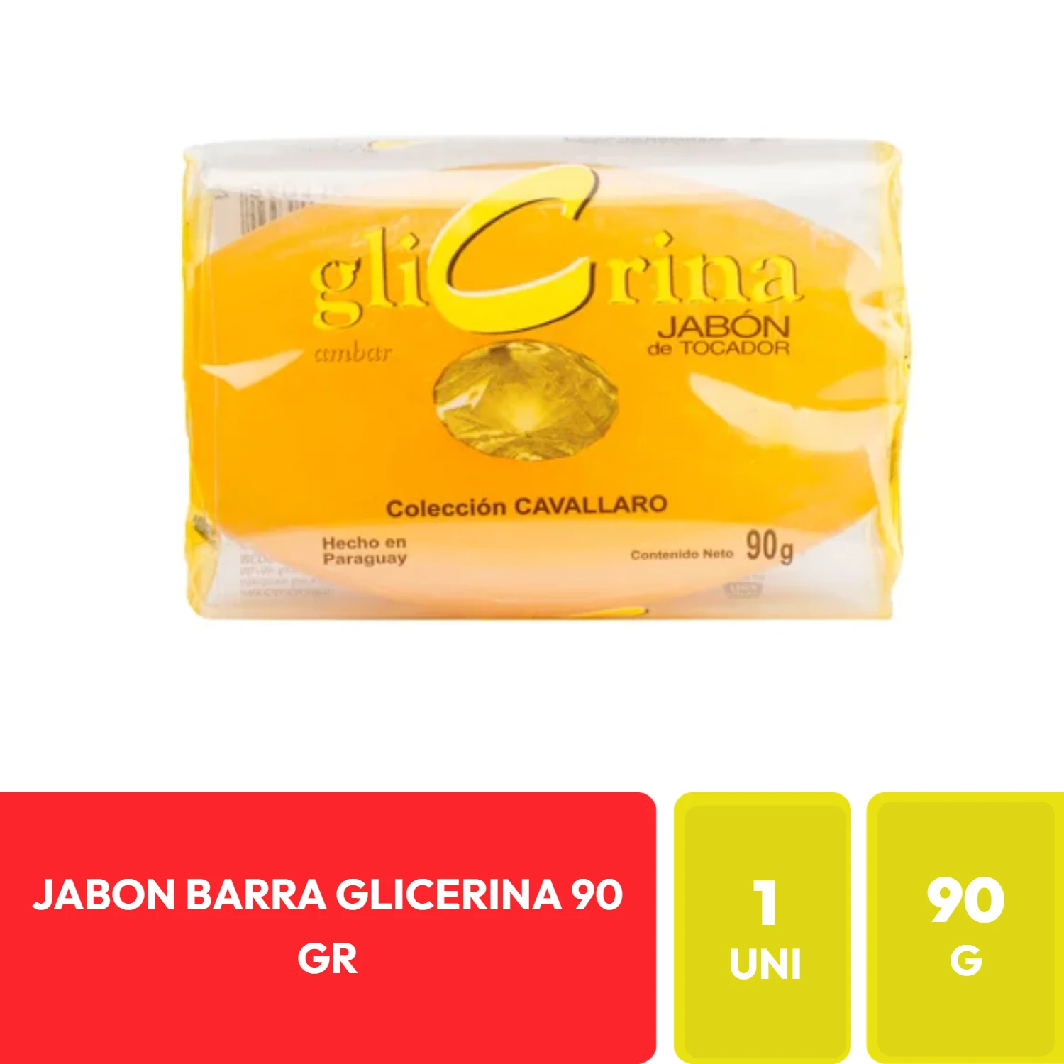 Glicerina Jabón de Tocador Barra Ambar Cavallaro 90g