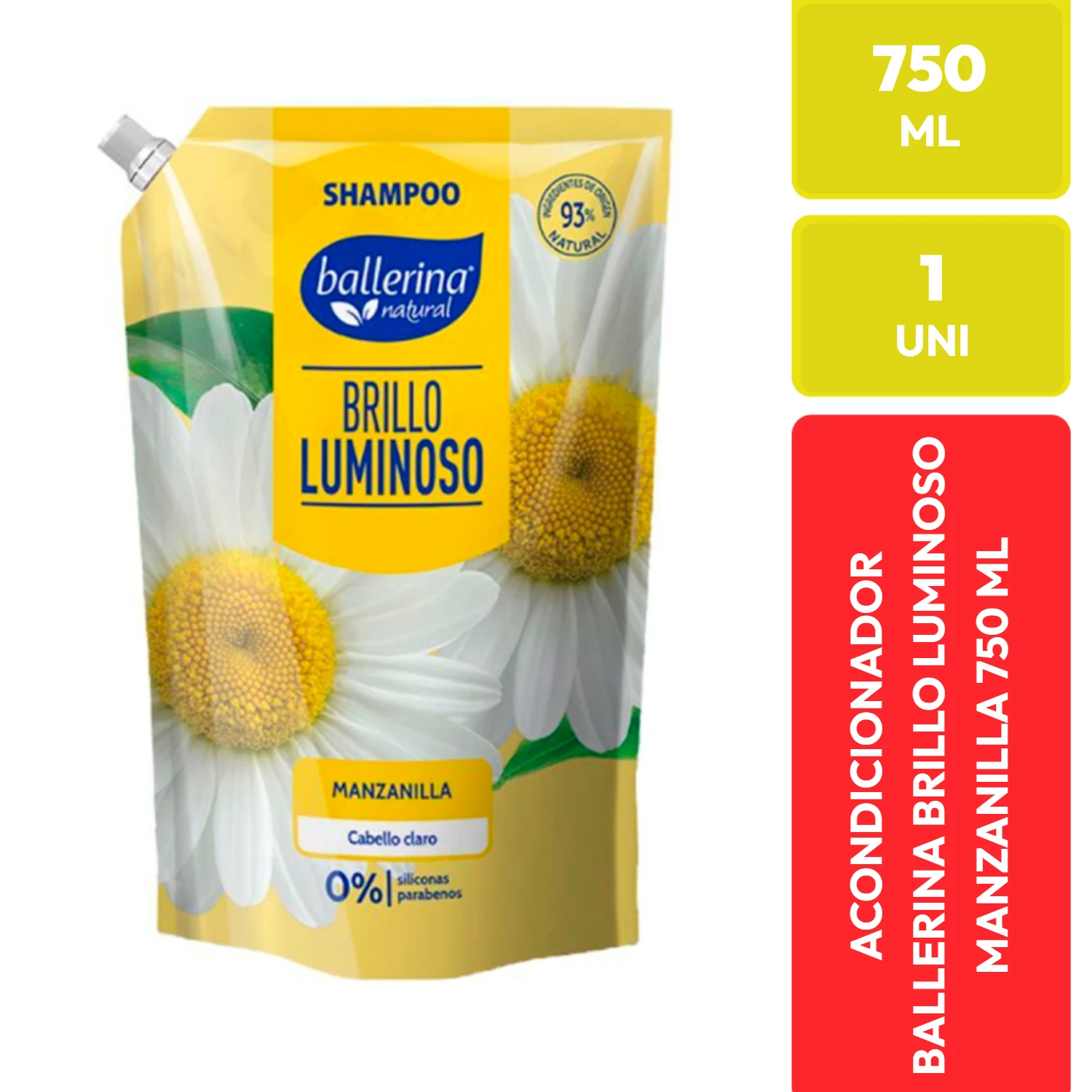Ballerina Natural Shampoo Brillo Luminoso Manzanilla 750 ml