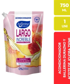 Acondicionador Ballerina Largo Increíble Durazno y Aceite de Jojoba 750 ML
