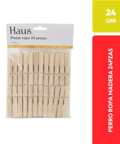 Haus. Pinzas para Ropa de Madera 24 Unidades