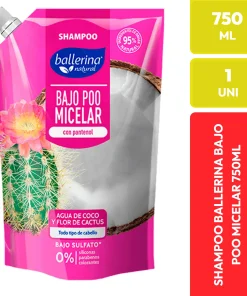 Ballerina Shampoo Bajo Poo Micelar Agua de Coco y Cactus 750ml