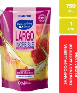 Ballerina Natural Shampoo Largo Increíble Durazno y Aceite de Jojoba Recarga 750ml