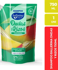 Shampoo Ballerina Natural Ondas y Rizos Mango y Argán 750 ML