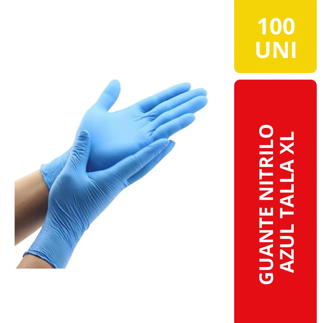 Guantes de Nitrilo Azules Talla XL, 100 Unidades