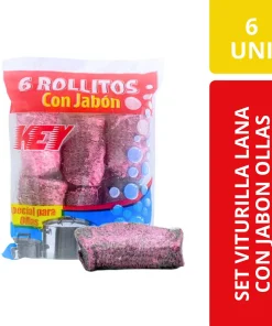 KEY Virutilla Lana con Jabón para Ollas 6 Unidades