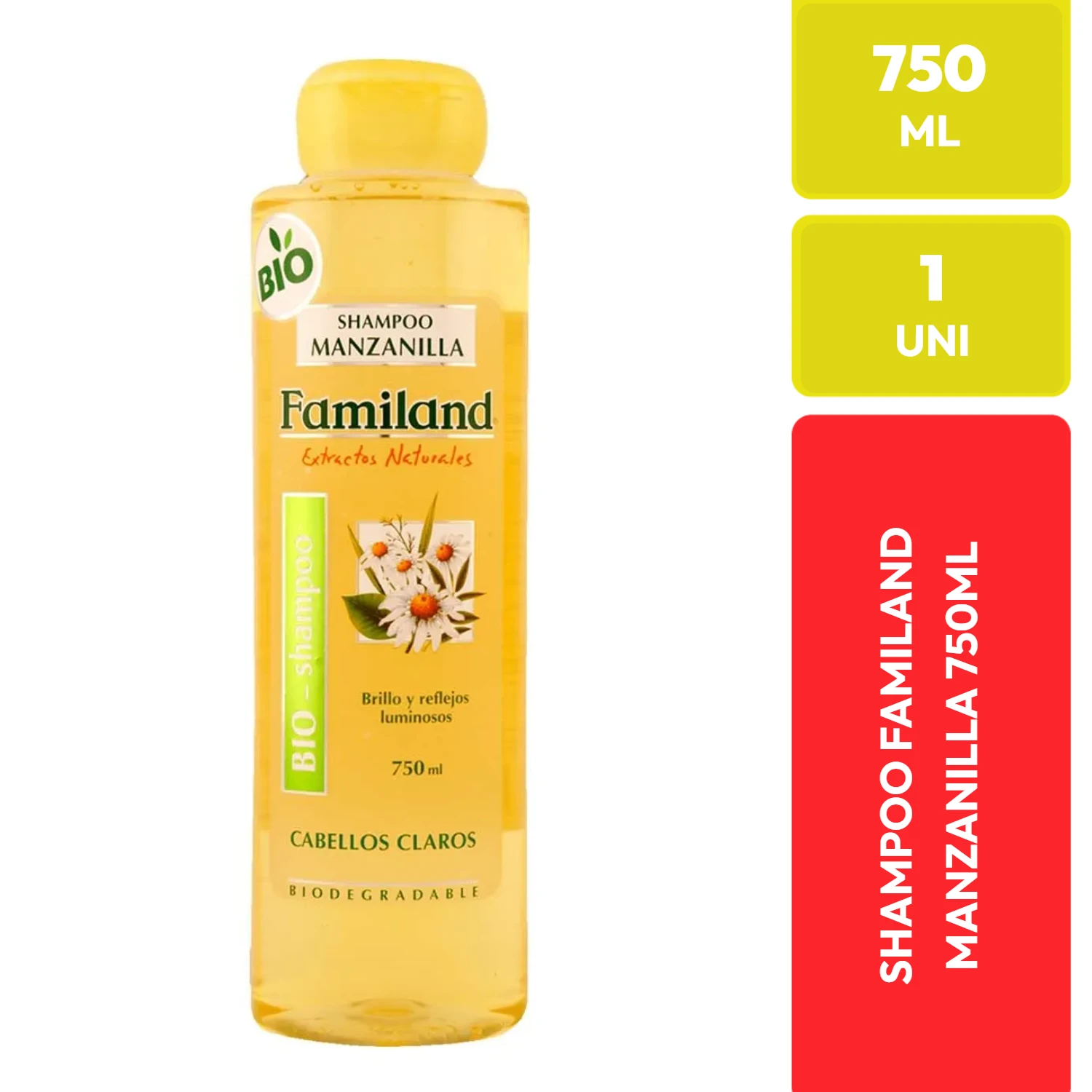 Familand Shampoo Manzanilla Extractos Naturales 750 ML
