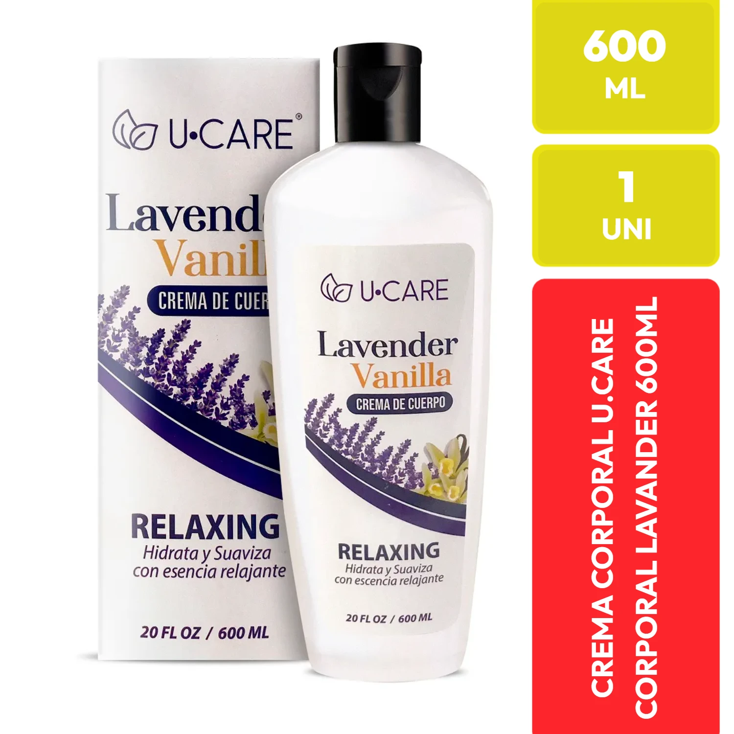 U-CARE Crema Corporal Lavender Vanilla Relajante 600 ML