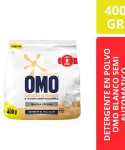 DETERGENTE EN POLVO OMO BLANCO SEMI AUTOMATICO 400GR