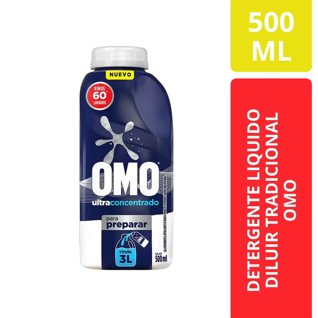 OMO Detergente Líquido Ultraconcentrado Diluir Tradicional 500 ML Rinde 3 L