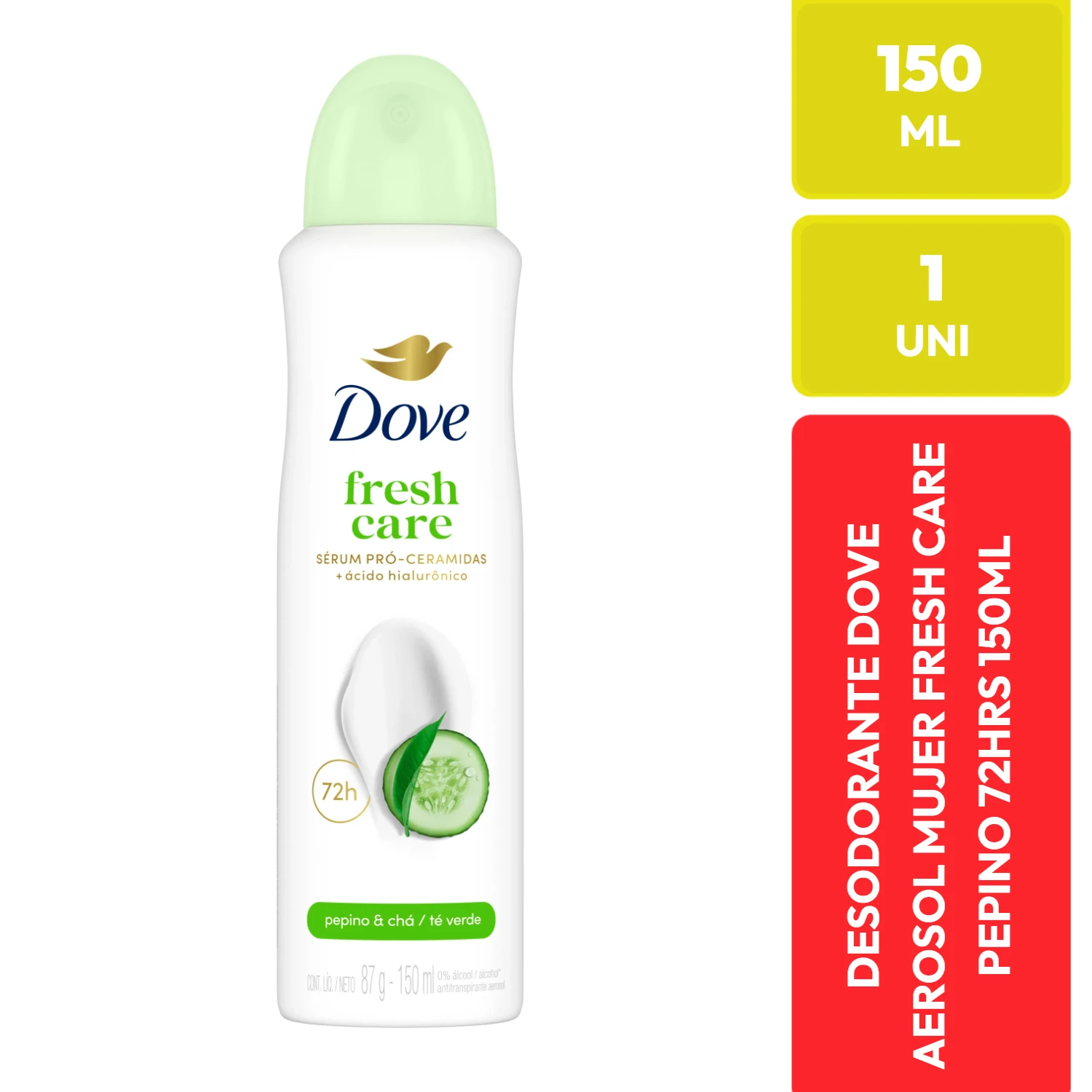 Dove Desodorante Aerosol Mujer Fresh Care Pepino 72 Horas 150ml