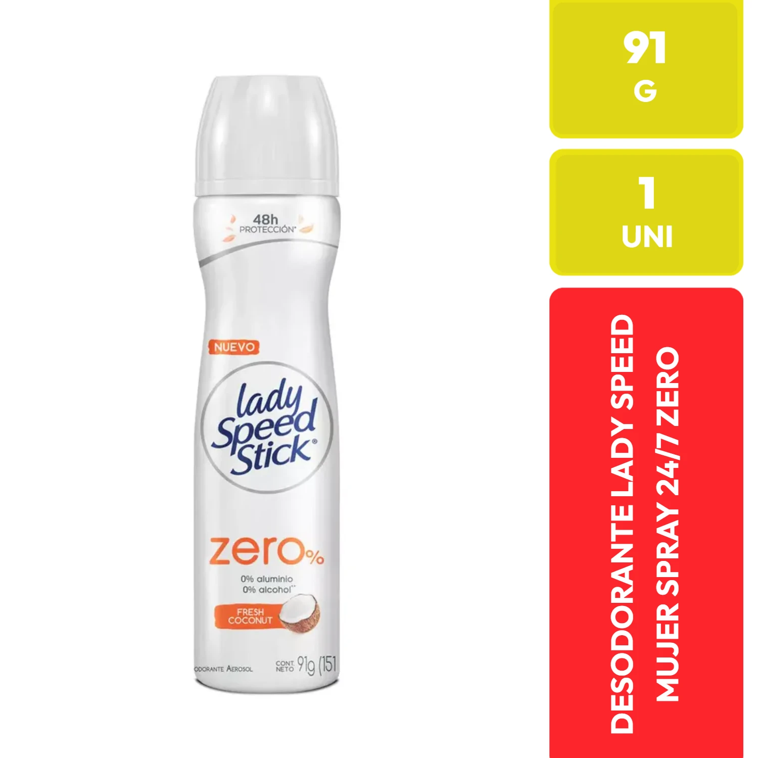 Lady Speed Stick Desodorante Spray Zero Fresh Coconut 91g