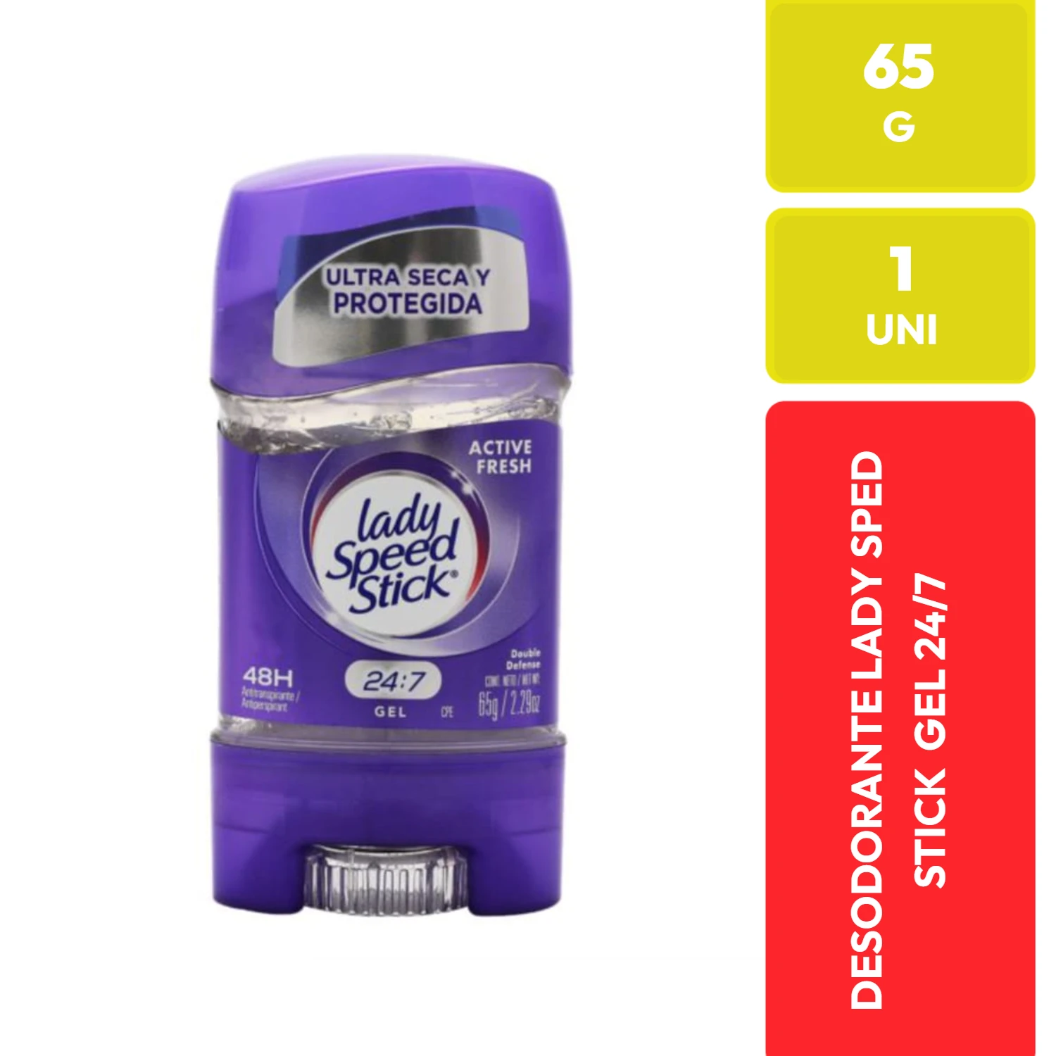 Lady Speed Stick Gel Antitranspirante Active Fresh 24/7 65g