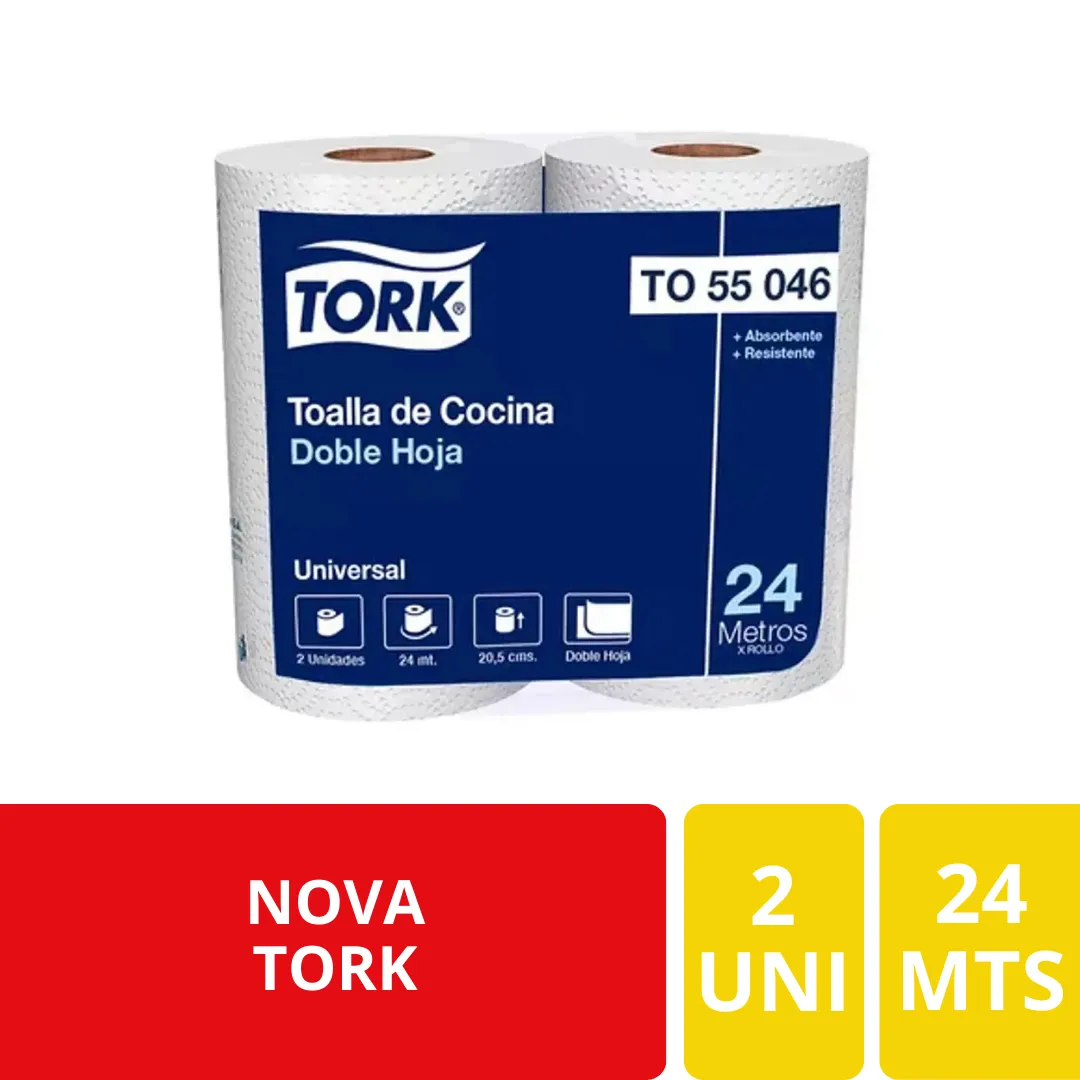 Tork Toalla de Cocina Doble Hoja Universal 2 Rollos 24 Metros