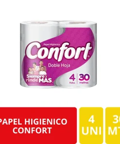 Confort Papel Higiénico Doble Hoja 4 Rollos 30 Metros