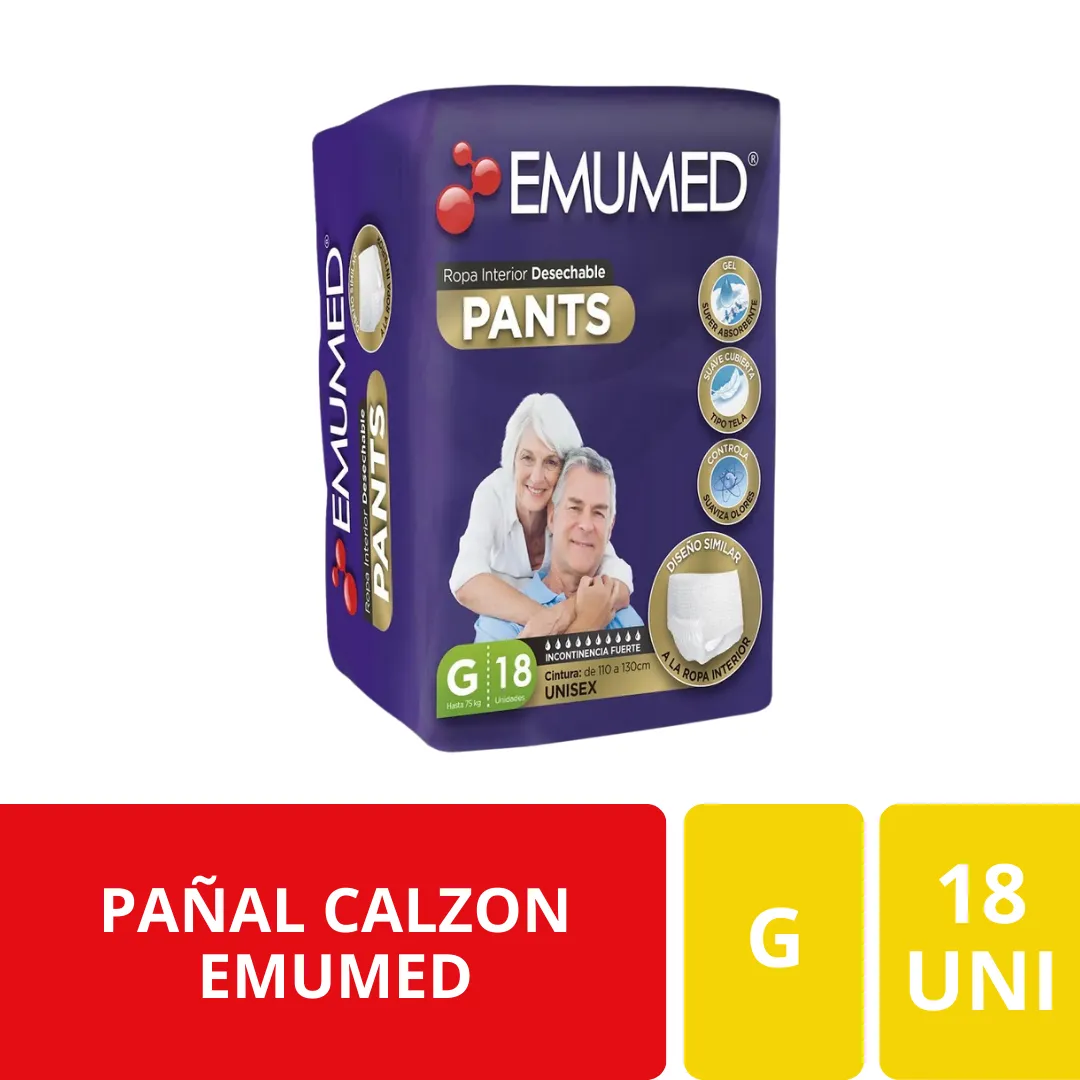 Pañal Adulto Calzón Emumed Talla G 18 Unidades