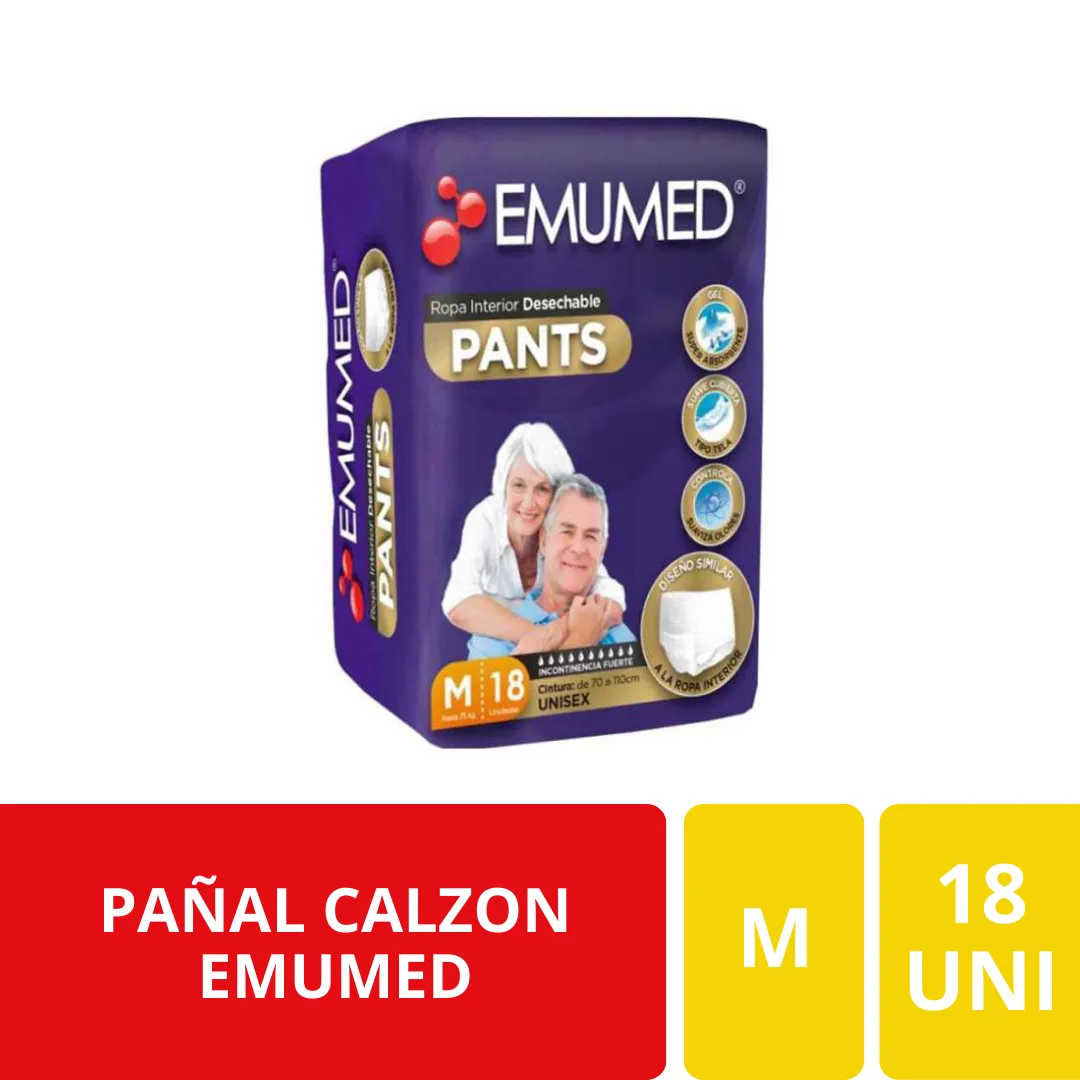 Emumed Pañal Calzón Adulto Talla M 18 Unidades