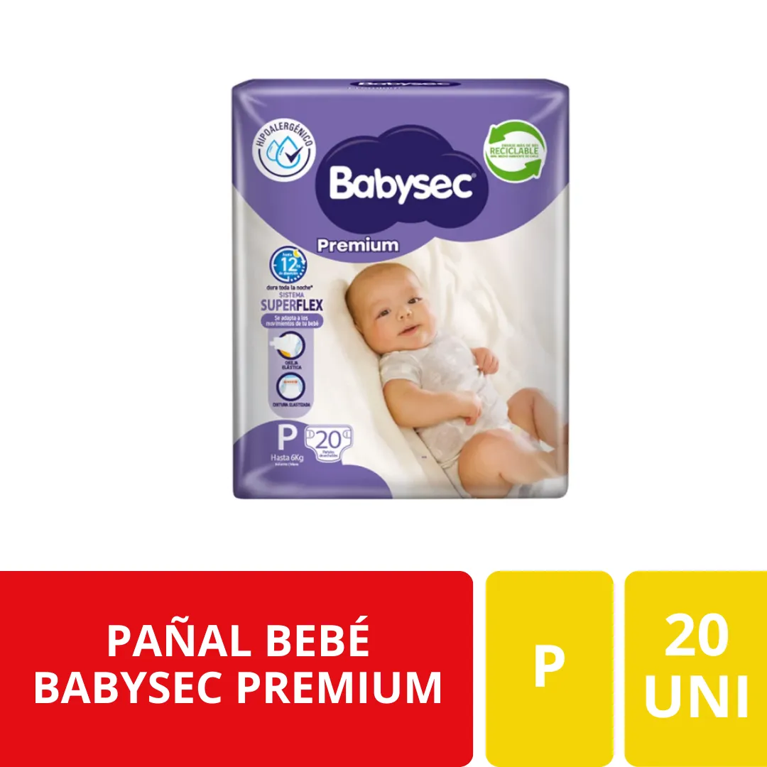 Babysec Pañal Bebé Premium Talla P 20 Unidades