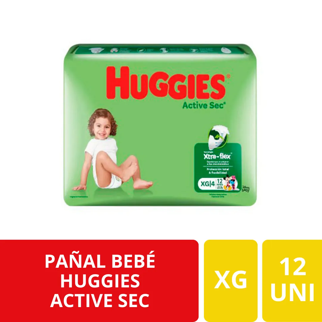 Pañal Bebé Huggies Active Sec XG 12 Unidades