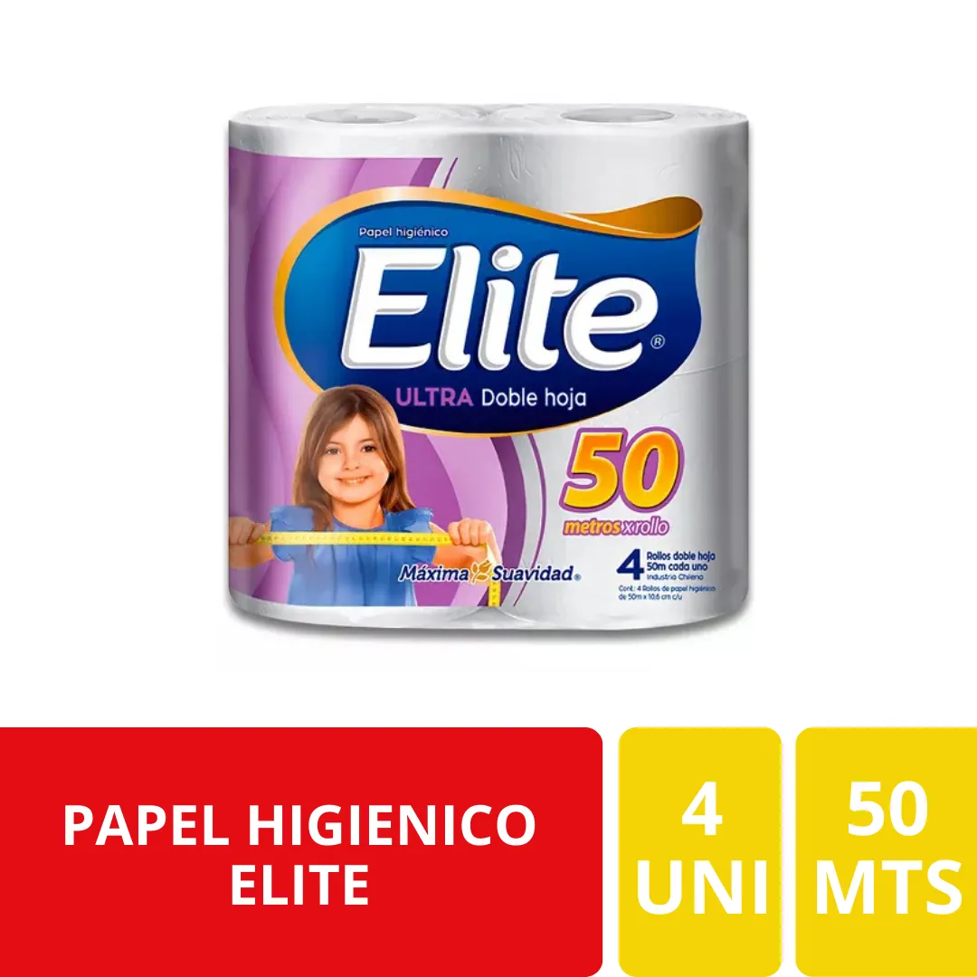 Elite Papel Higiénico Ultra Doble Hoja 4 Rollos 50 Metros