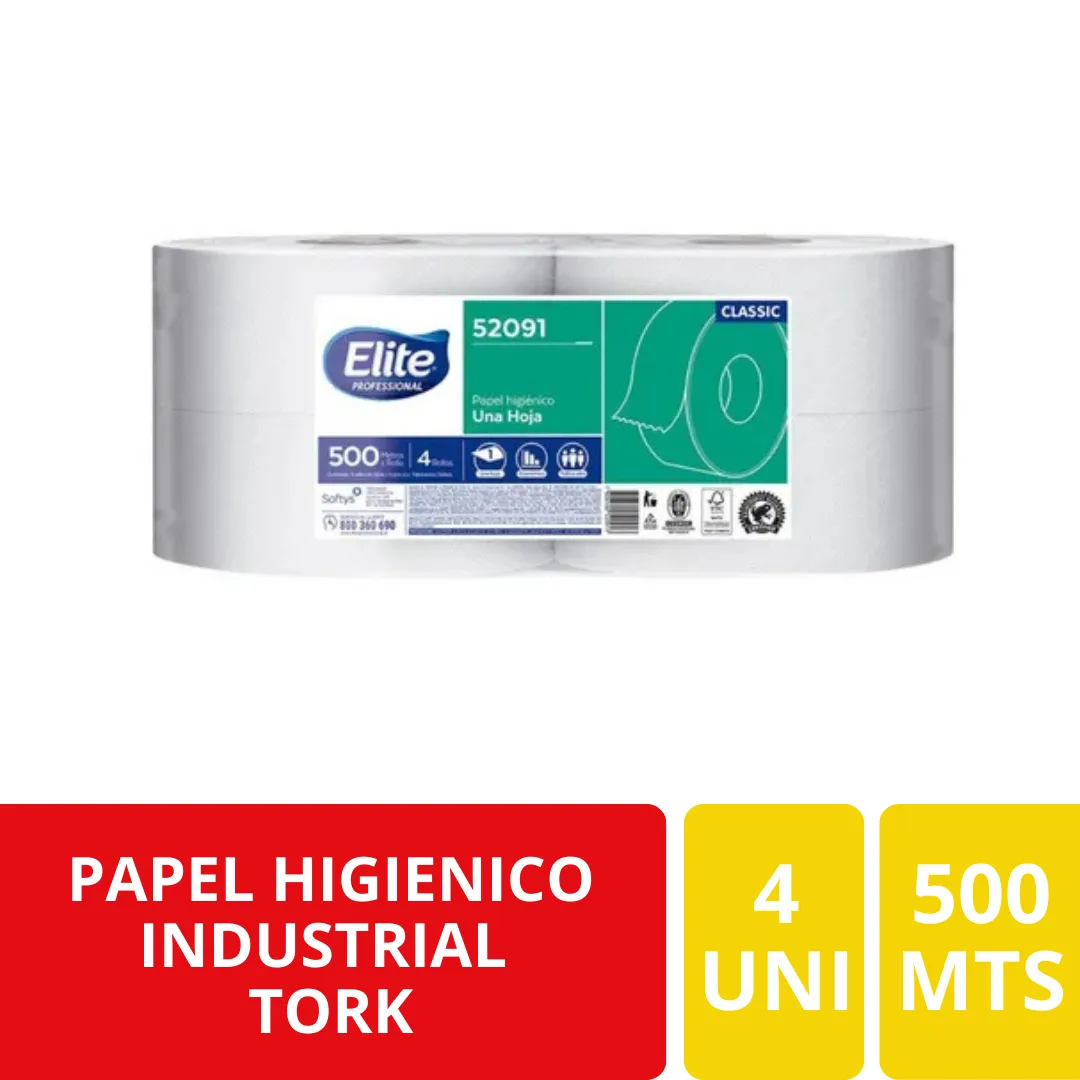 Elite Professional Papel Higiénico Industrial 4 Rollos x 500 Metros