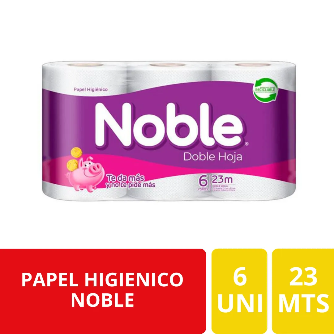 Papel Higiénico Noble Doble Hoja 6 Rollos 23 Metros