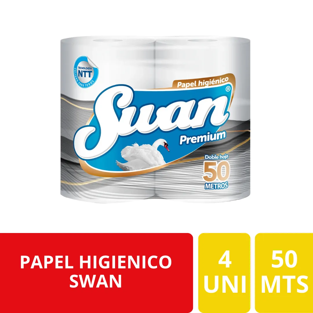 Papel Higiénico Swan Premium Doble Hoja 4 Unidades 50 Metros
