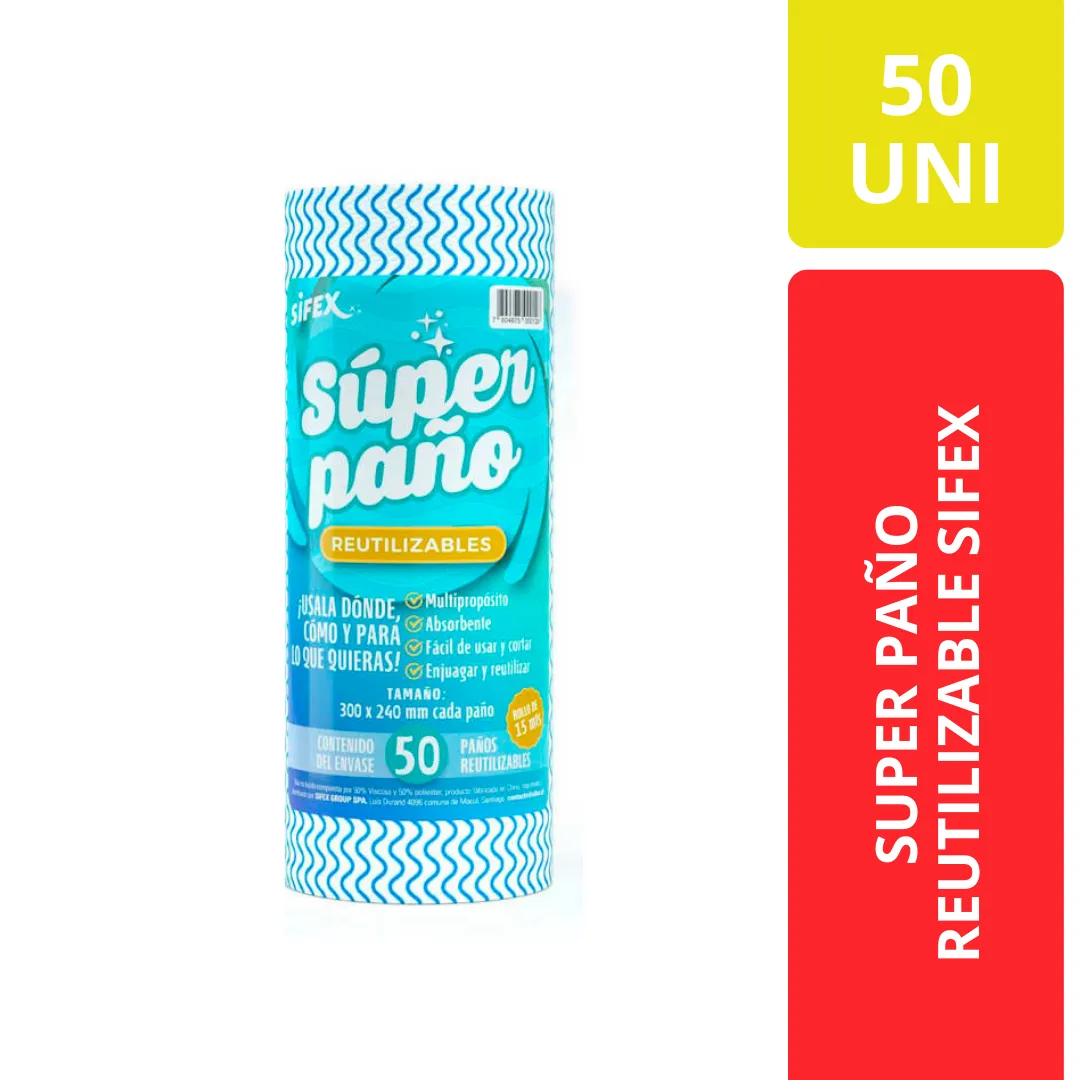 Sifex Súper Paño Reutilizable para Limpieza 50 Unidades