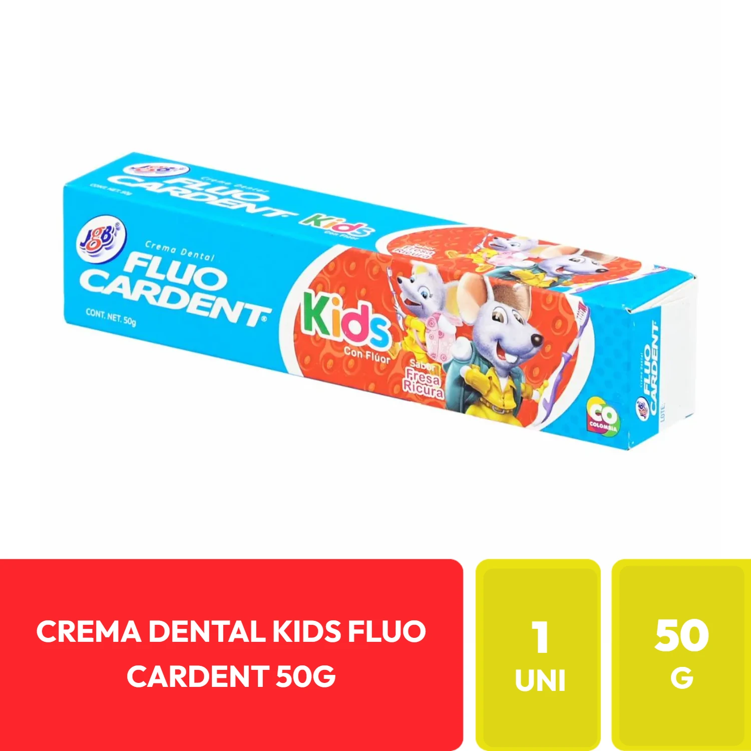 Cardent Crema Dental Kids Fluo 50g Fresa Ricura