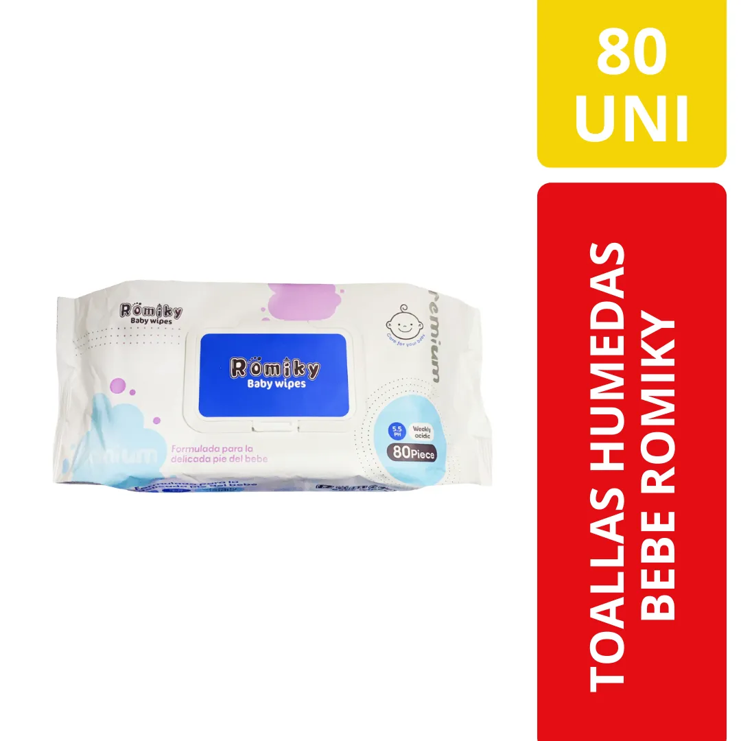 Romiky Toallas Húmedas Bebé pH 5.5 80 Unidades