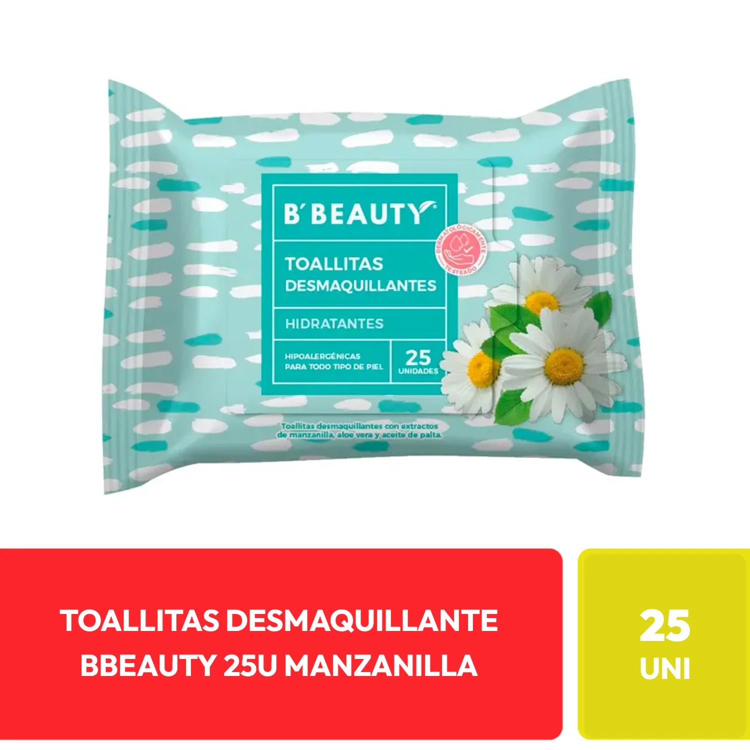 B'Beauty Toallitas Desmaquillantes Hidratantes Manzanilla 25 Unidades