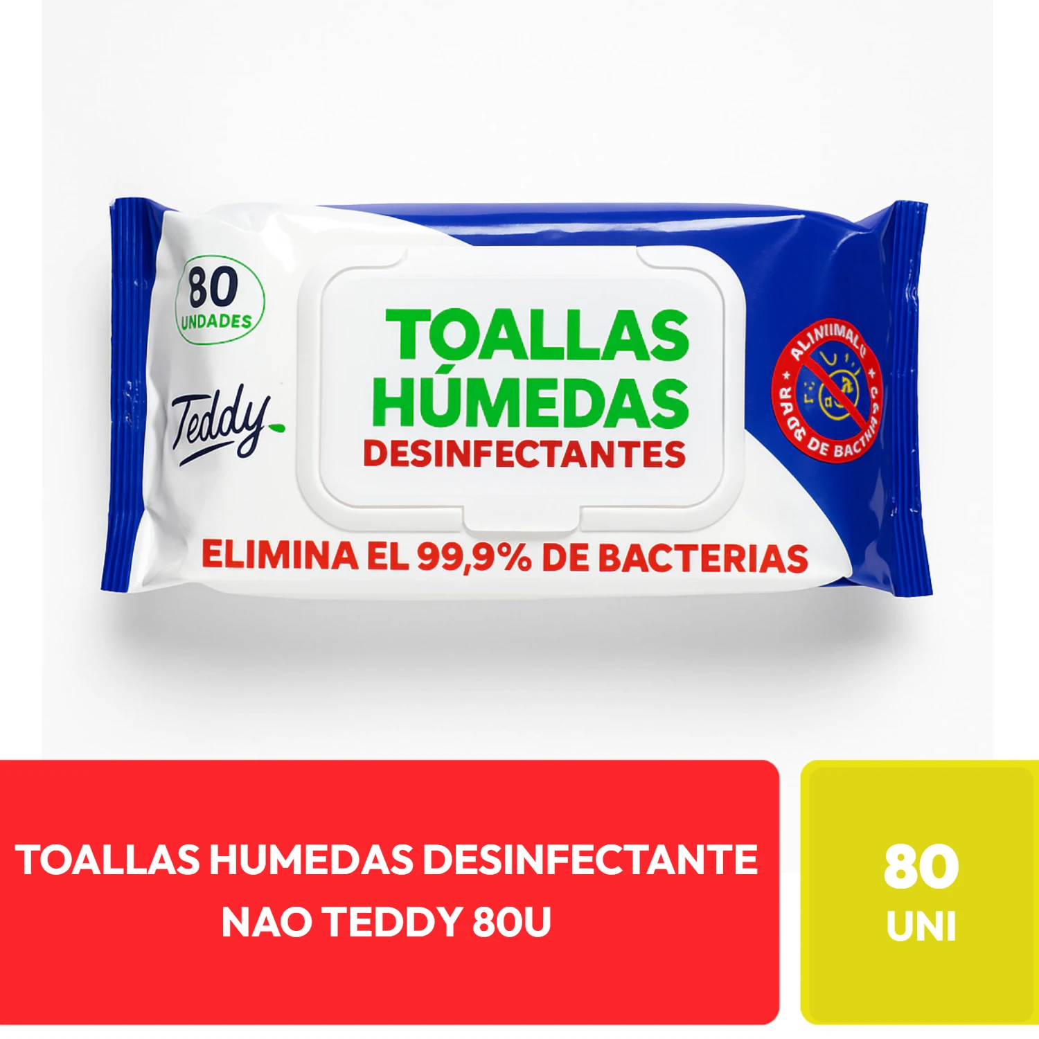 Teddy Toallas Húmedas Desinfectantes 80 Unidades