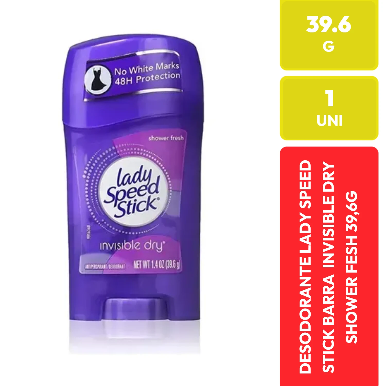 Lady Speed Stick Desodorante Invisible Dry Shower Fresh Barra 39.6g