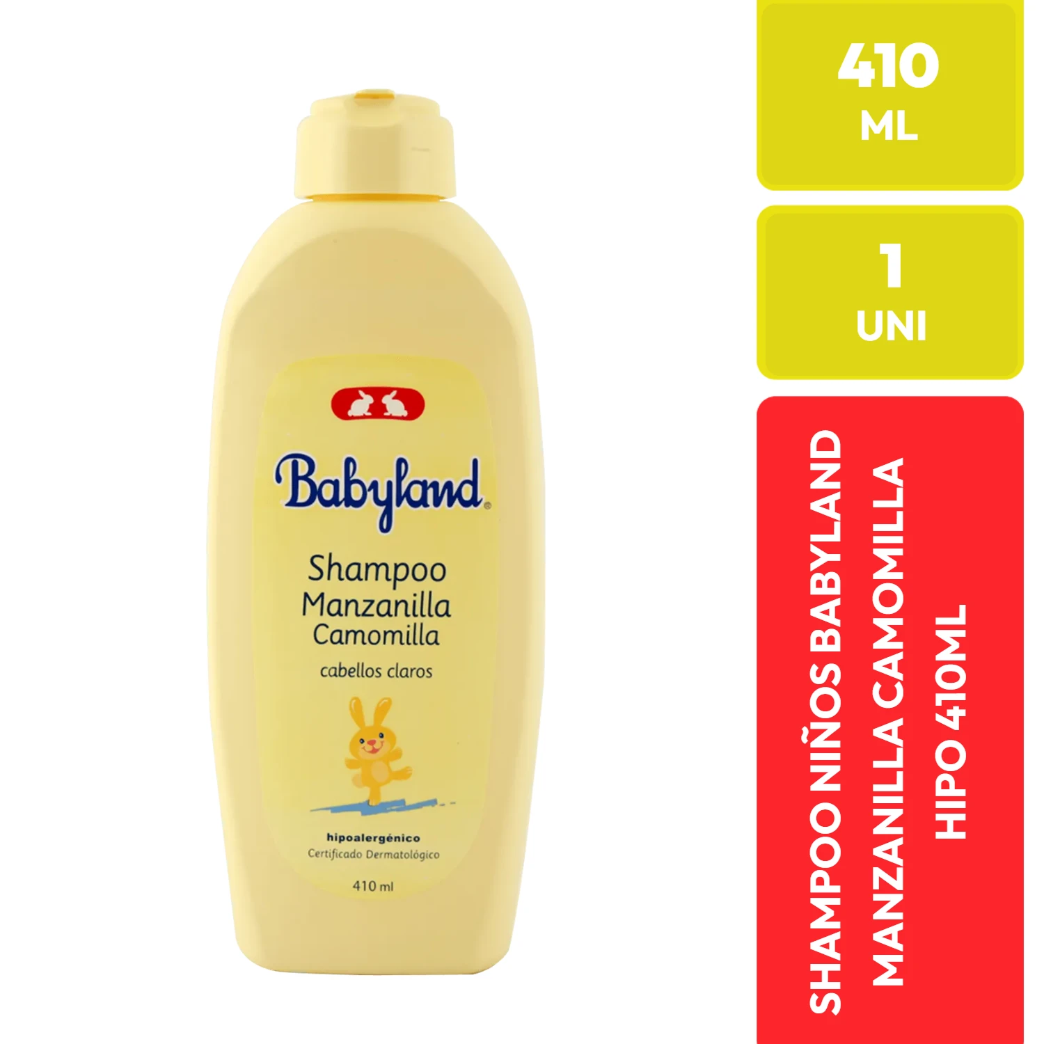 Babyland Shampoo Niños Manzanilla Camomila Hipoalergénico 410 ml