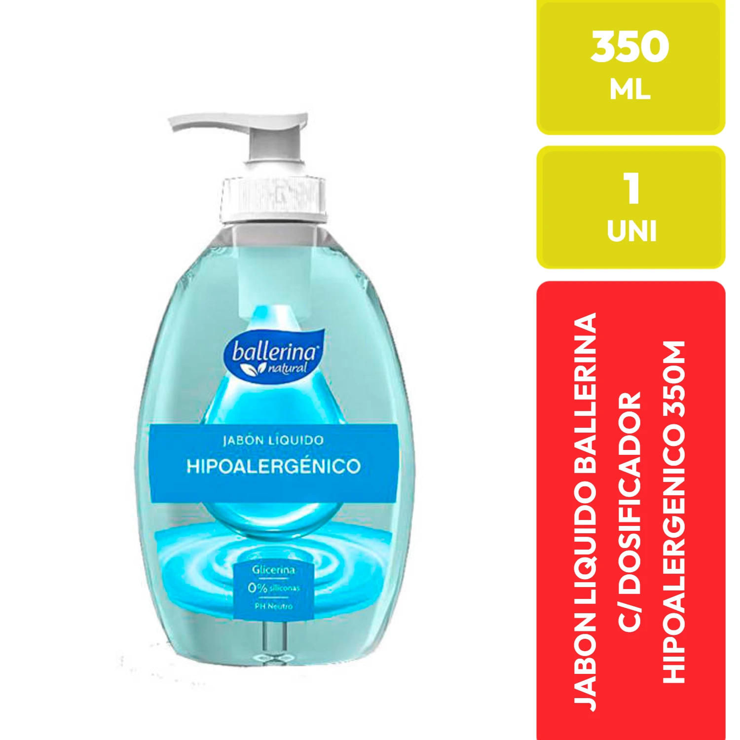 Jabón Líquido Ballerina Hipoalergénico con Dosificador 350 ml