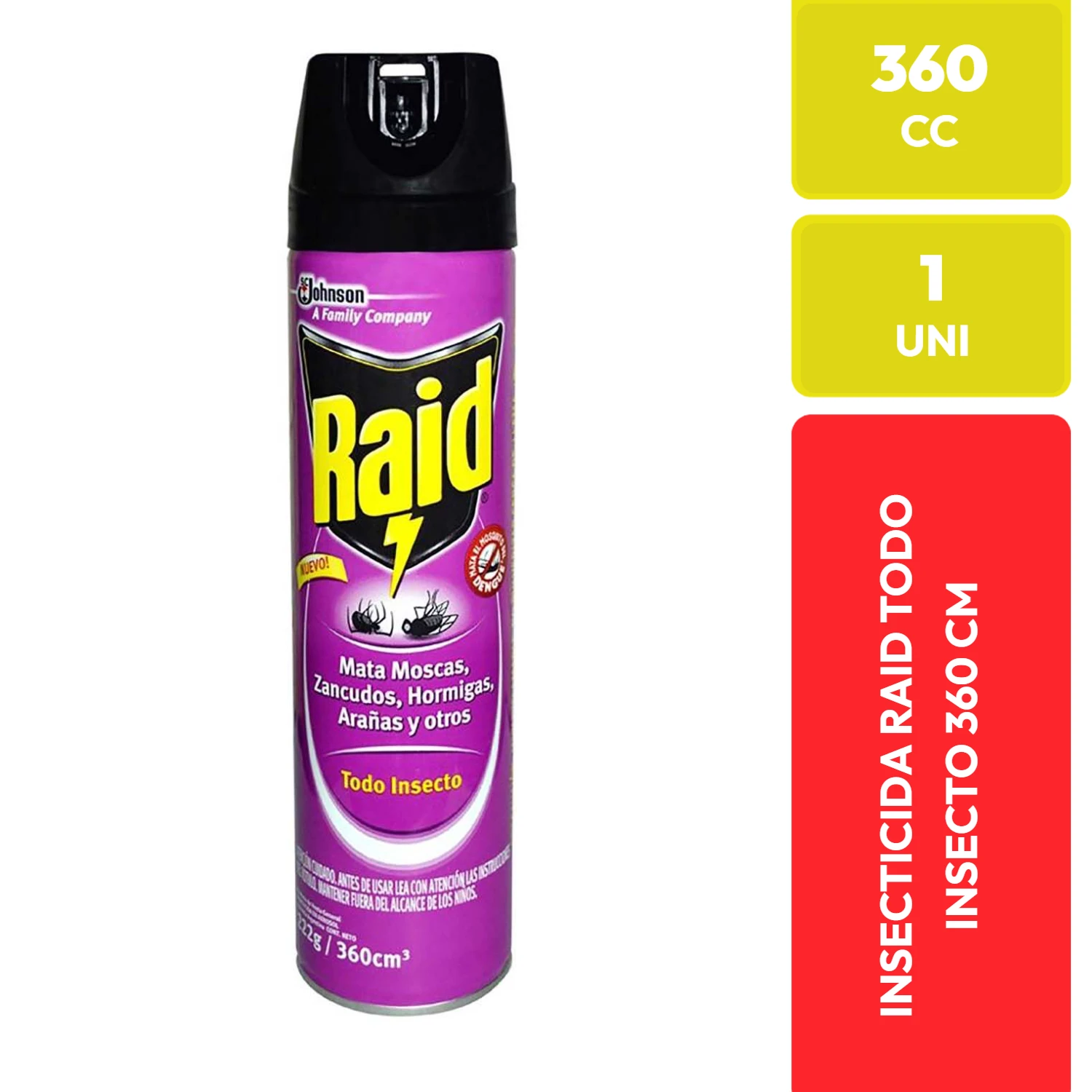 Raid Insecticida Todo Insecto Aerosol 360 CC