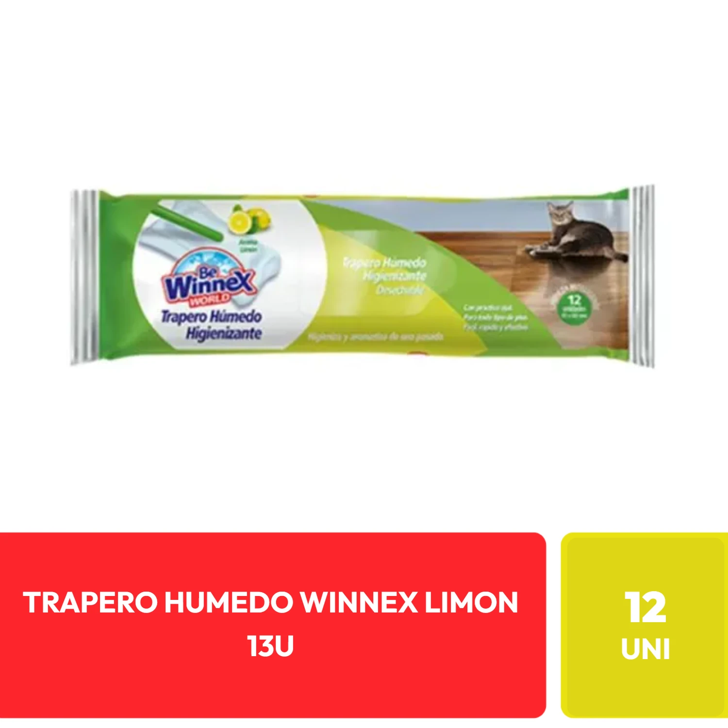 Winnex Trapero Húmedo Higienizante Limón 12 Unidades