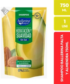 Shampoo Ballerina Natural Palta y Almendra Hidratación y Suavidad 750 ML
