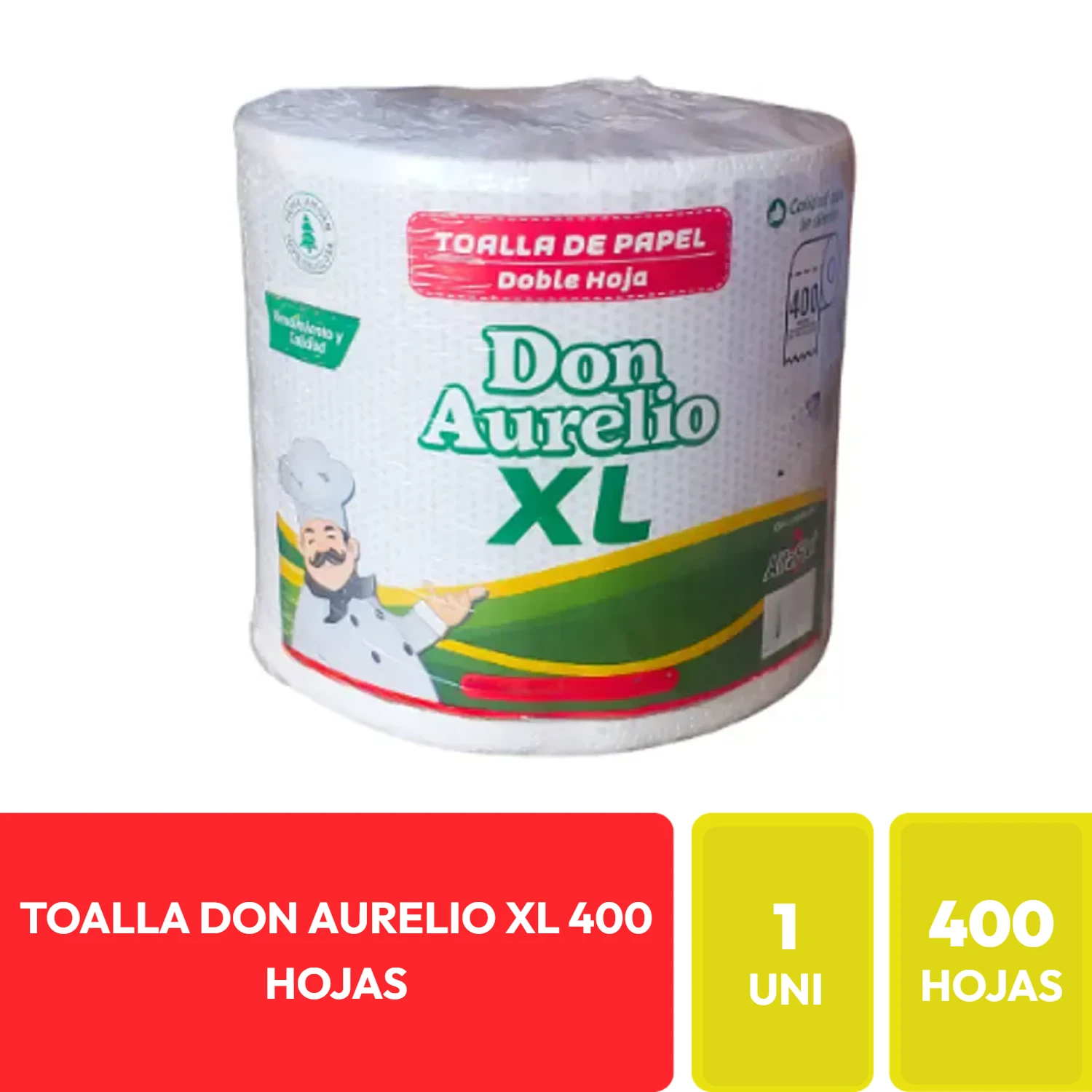 Don Aurelio Toalla de Papel Doble Hoja XL 400 Hojas