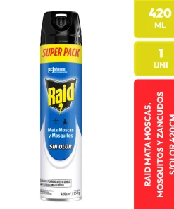 Raid Mata Moscas y Mosquitos Sin Olor Aerosol 420ml