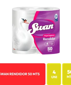 Swan Papel Higiénico Rendidor Doble Hoja 4 Rollos 50 Metros