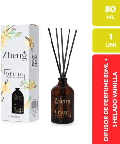 Zheng Difusor de Perfume Bruna Helado Vainilla 80ml con 5 Varillas