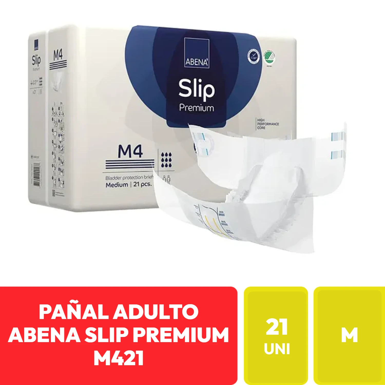 Abena Pañal Adulto Slip Premium M4 Mediano 21 Unidades