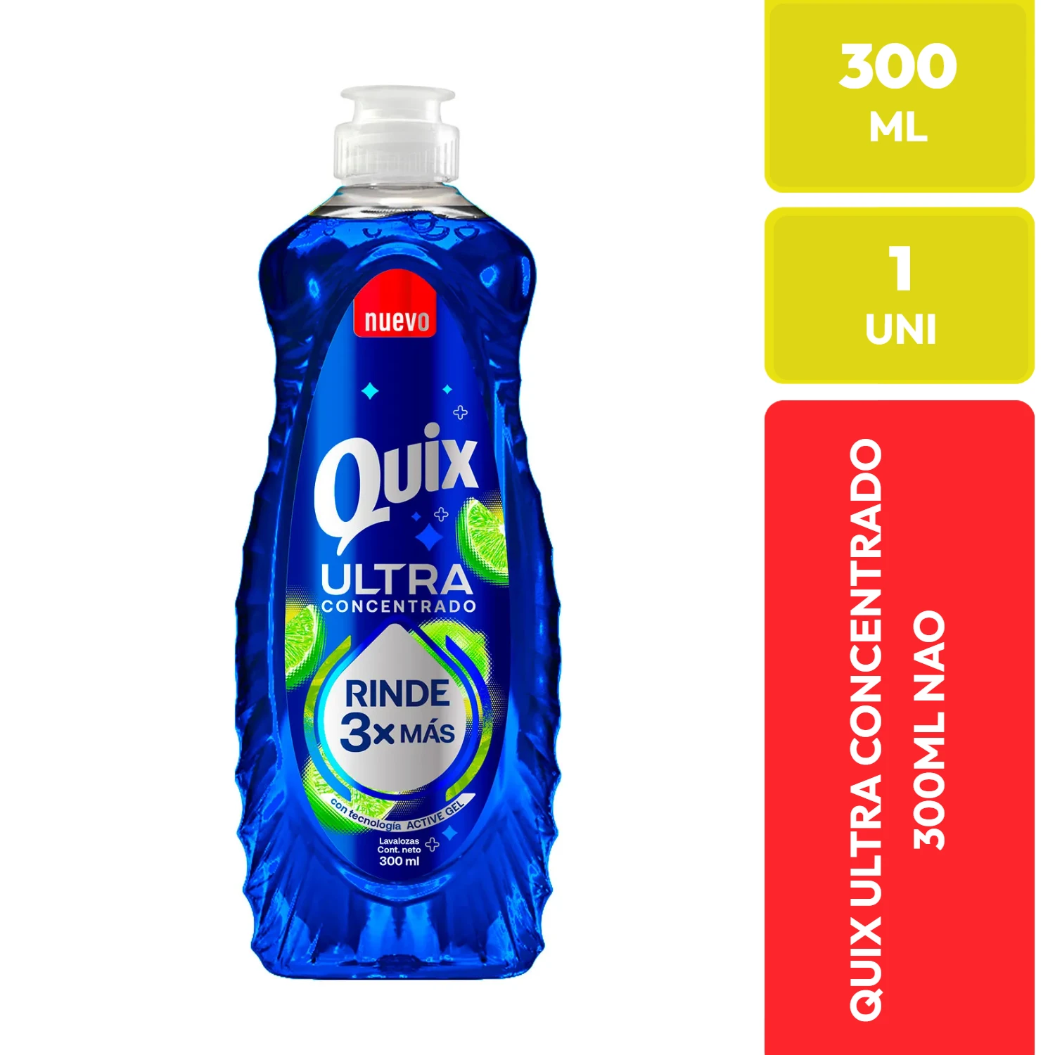 Quix Ultra Concentrado Lavaloza Active Gel 300 ml