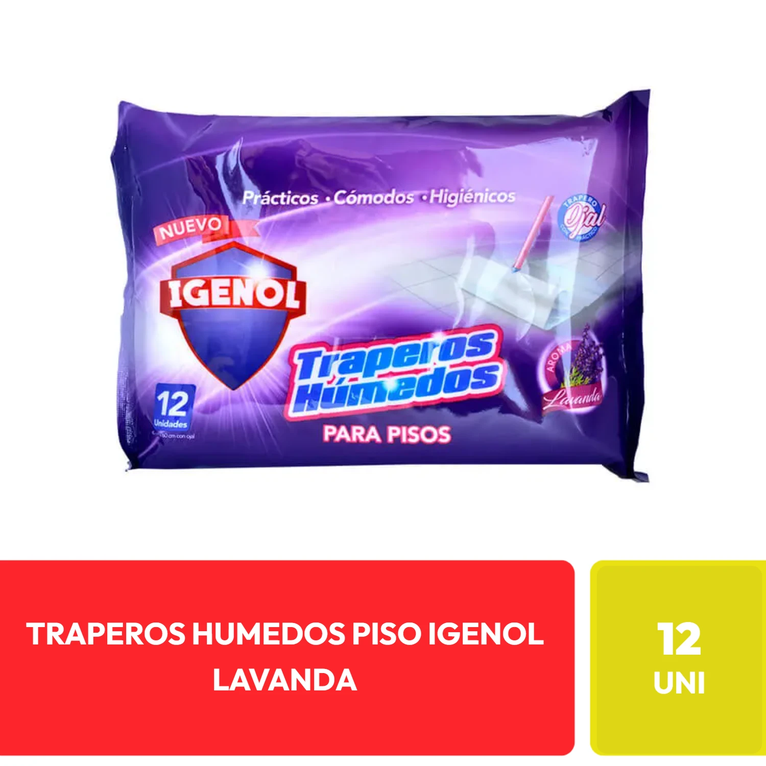 Igenol Traperos Húmedos Para Pisos Aroma Lavanda 12 Unidades